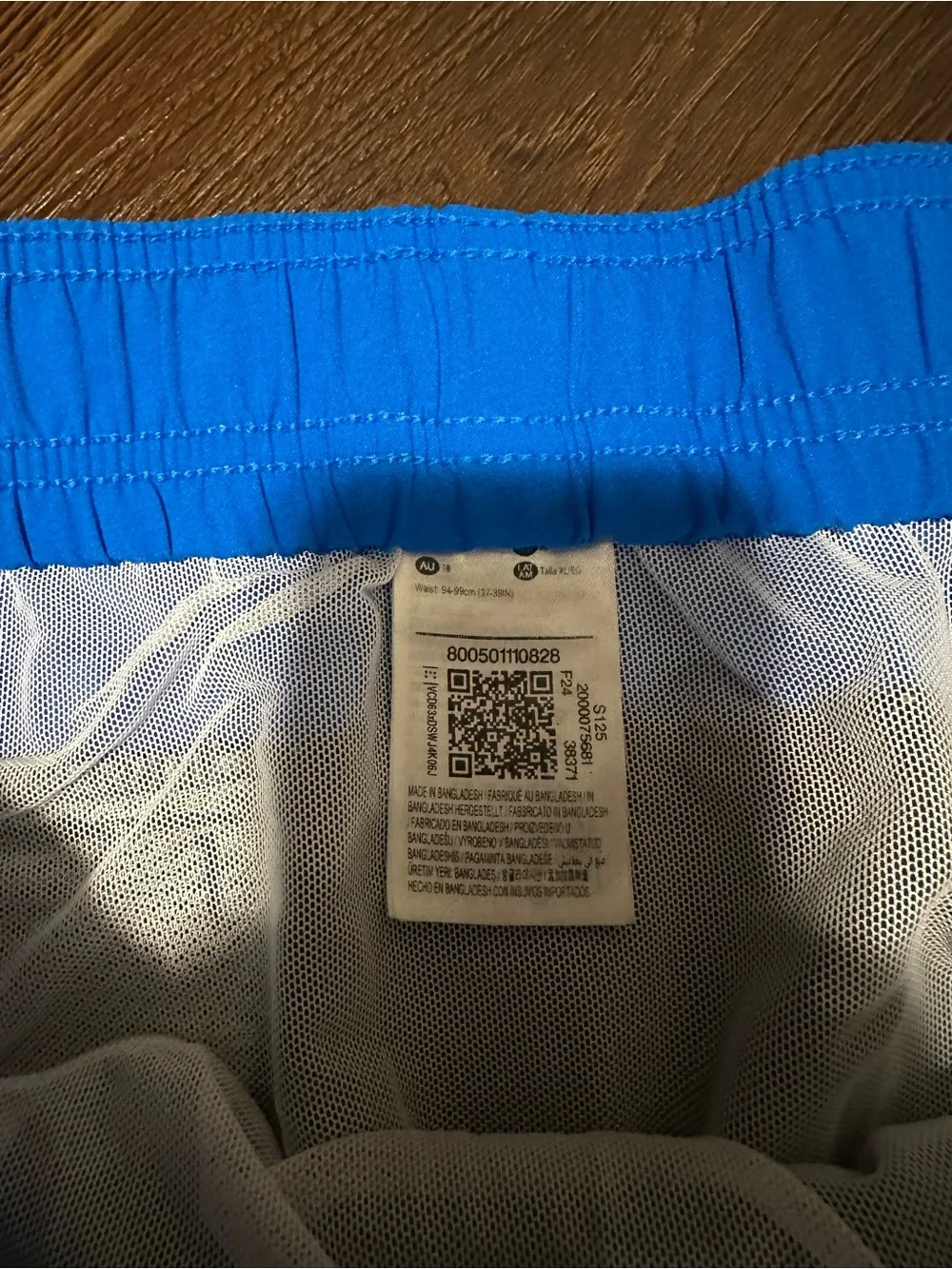 Speedo Men's Navy Swim Trunks with Bright Blue Waistband